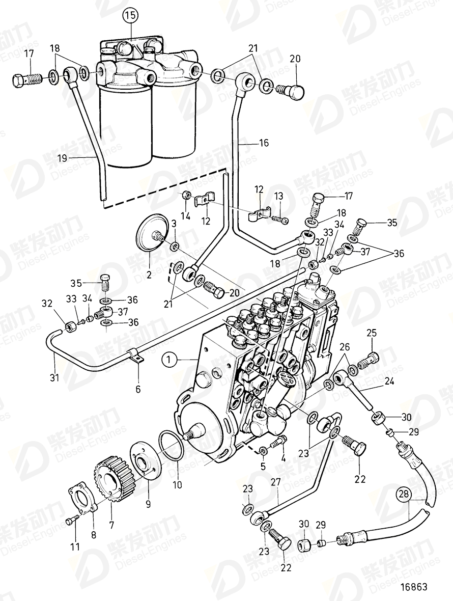 VOLVO Injection pump 3803727 Drawing